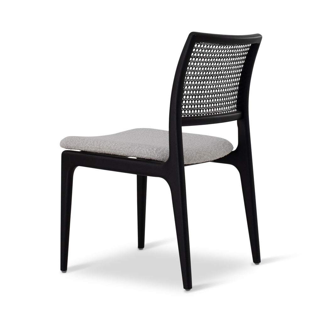 Modern Brazilian - Charlotte - Cane Side Chair - Bouclé Crafted Glaze Seat - Ebano Frame - Ebano Cane Webbing