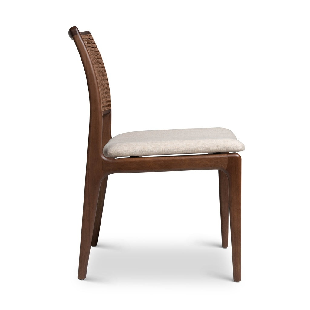 Modern Brazilian - Charlotte - Cane Side Chair - Medley Ivory Seat - Nogal Frame - Nogal Cane Webbing
