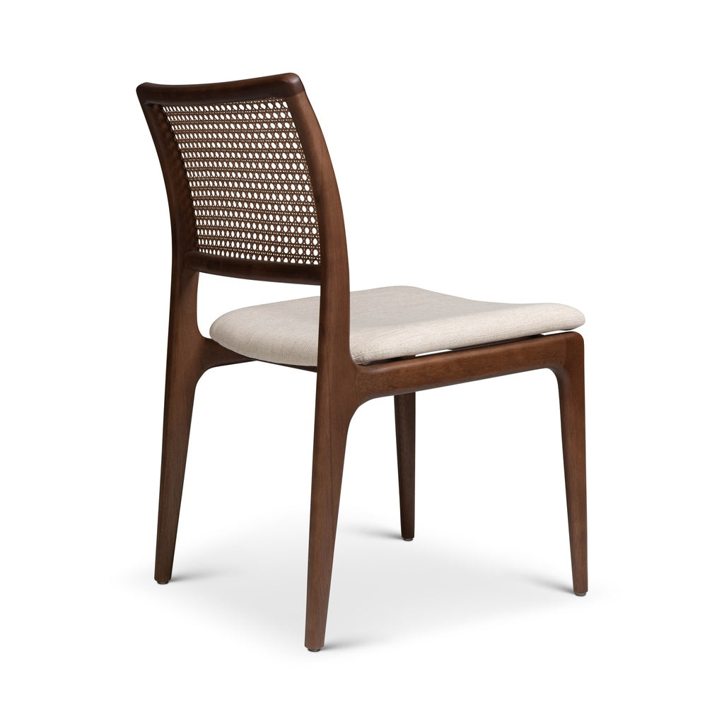 Modern Brazilian - Charlotte - Cane Side Chair - Medley Ivory Seat - Nogal Frame - Nogal Cane Webbing