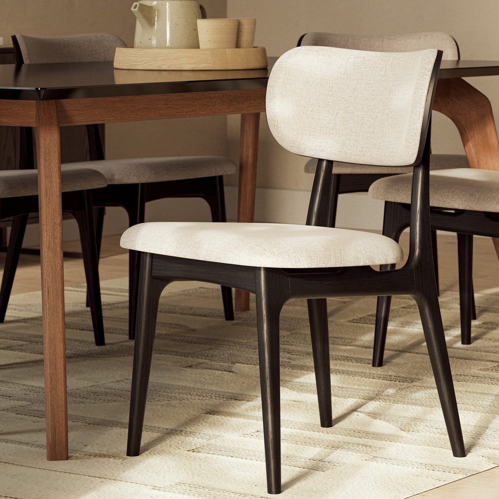 Modern Brazilian - Claudia Side Chair - Set of 2 - Harvest Jute Upholstery - Ebano Frame