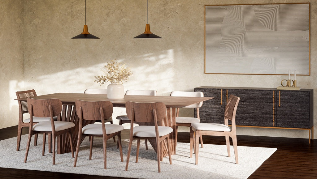 Modern Brazilian - Claudia Side Chair - Set of 2 - Harvest Natural Upholstery - Damasco Frame