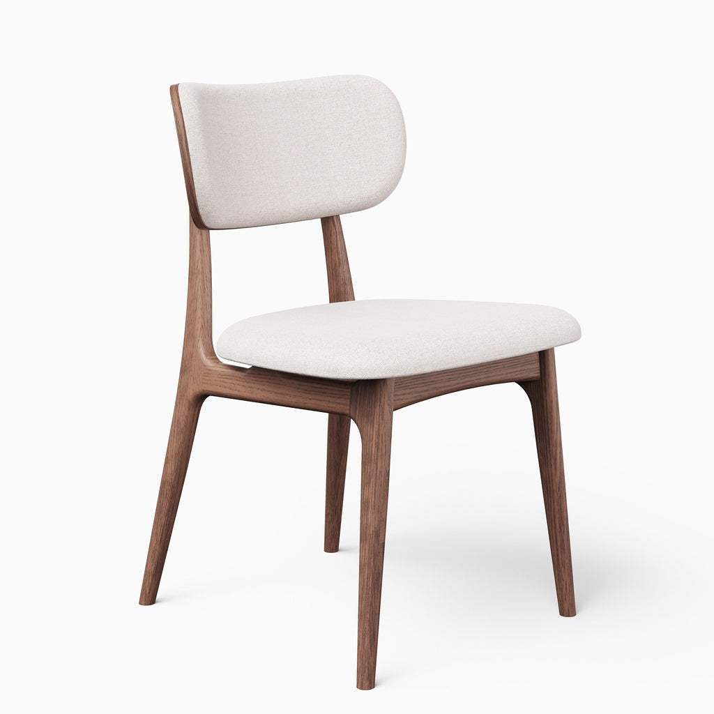 Modern Brazilian - Claudia Side Chair - Set of 2 - Harvest Natural Upholstery - Nogal Frame