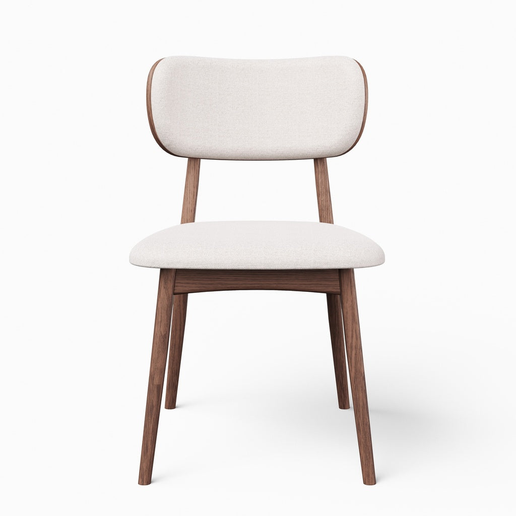 Modern Brazilian - Claudia Side Chair - Set of 2 - Harvest Natural Upholstery - Nogal Frame