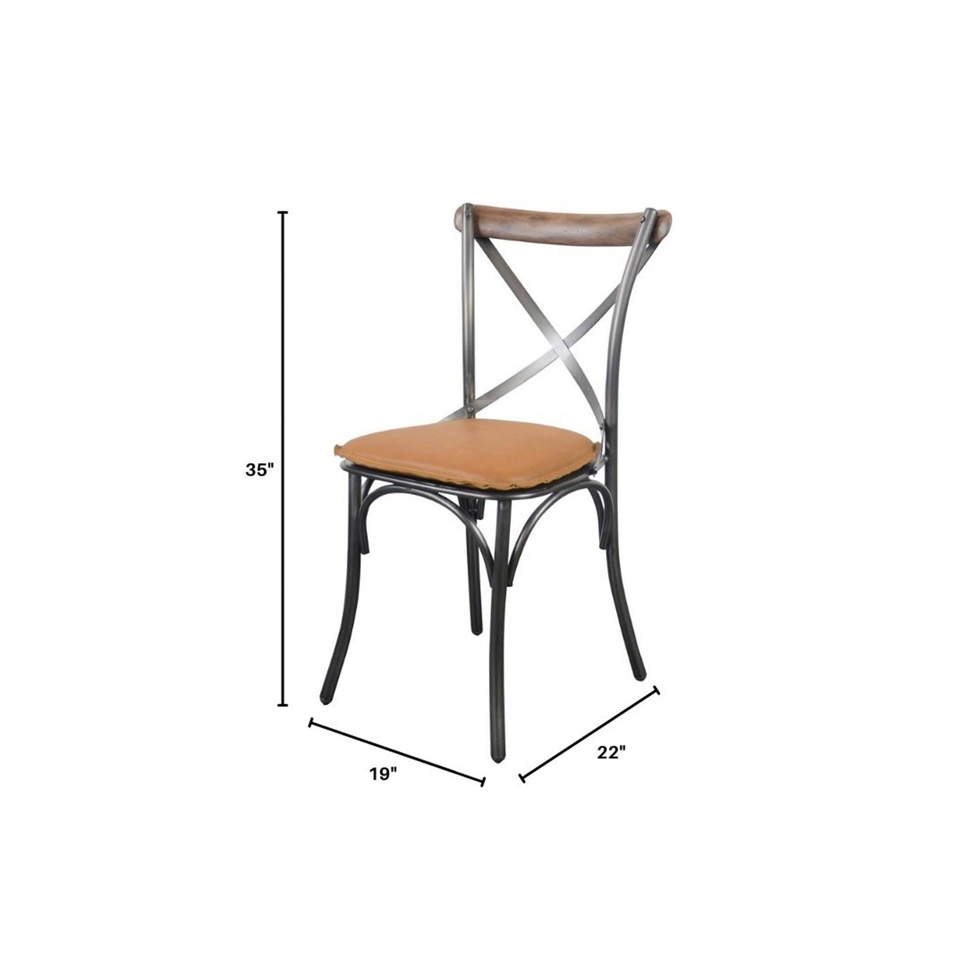 Metal Crossback Chair with Cognac Seat Cushion - Central Designs