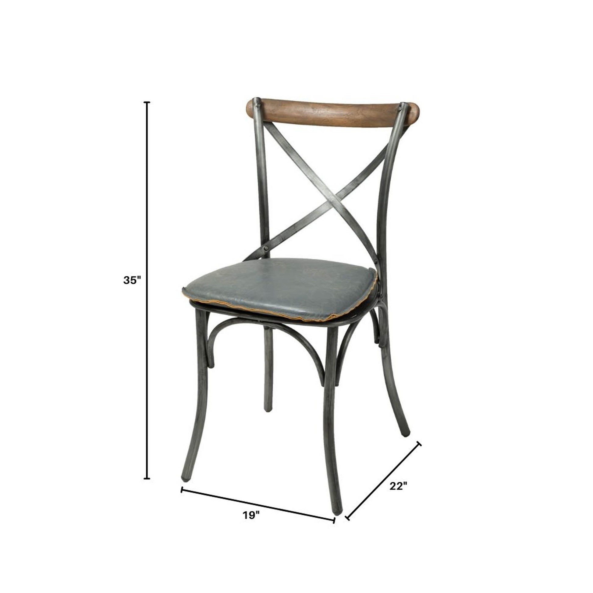 Metal Crossback Chair with Grey Seat Cushion - Central Designs