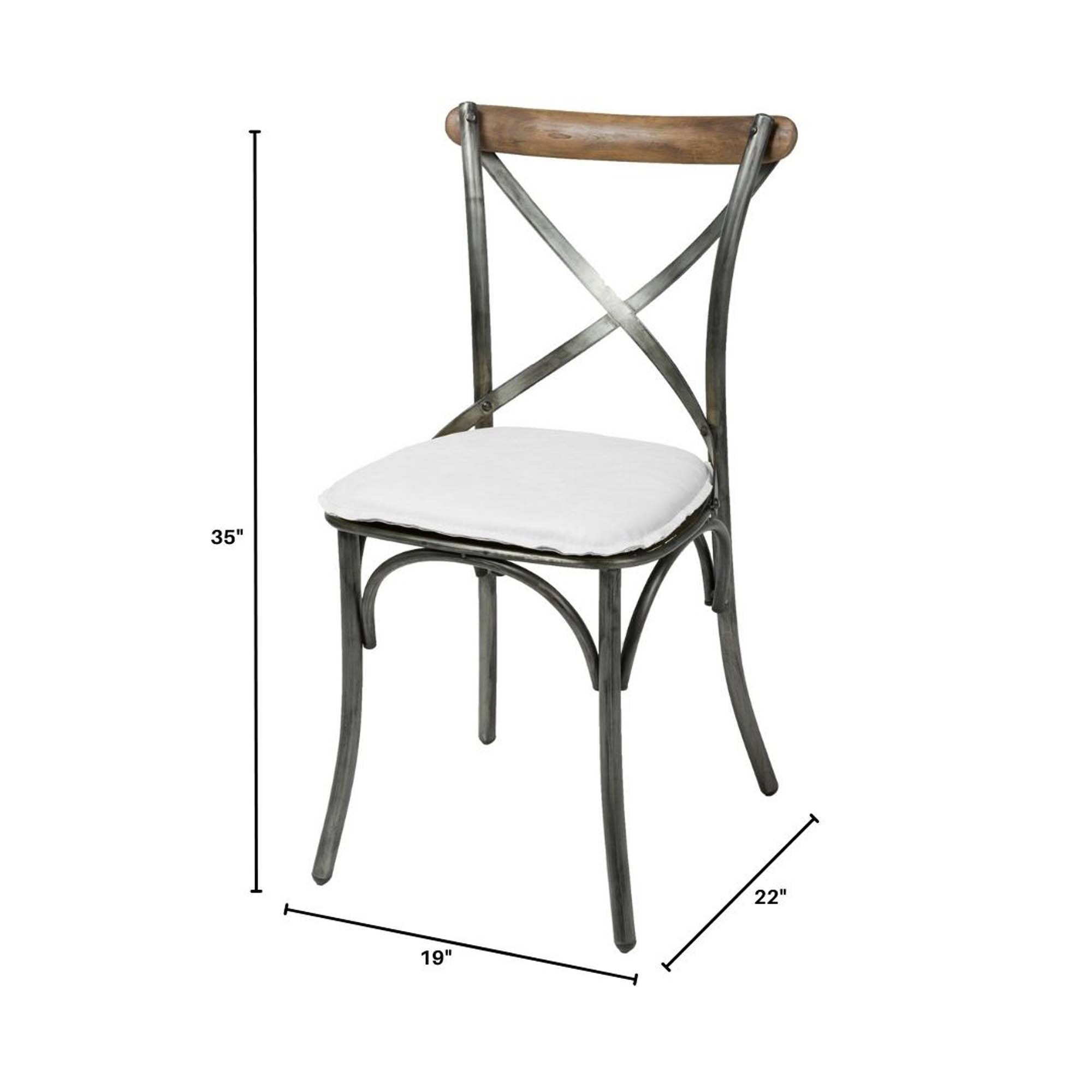 Metal Crossback Chair with White Seat Cushion - Central Designs