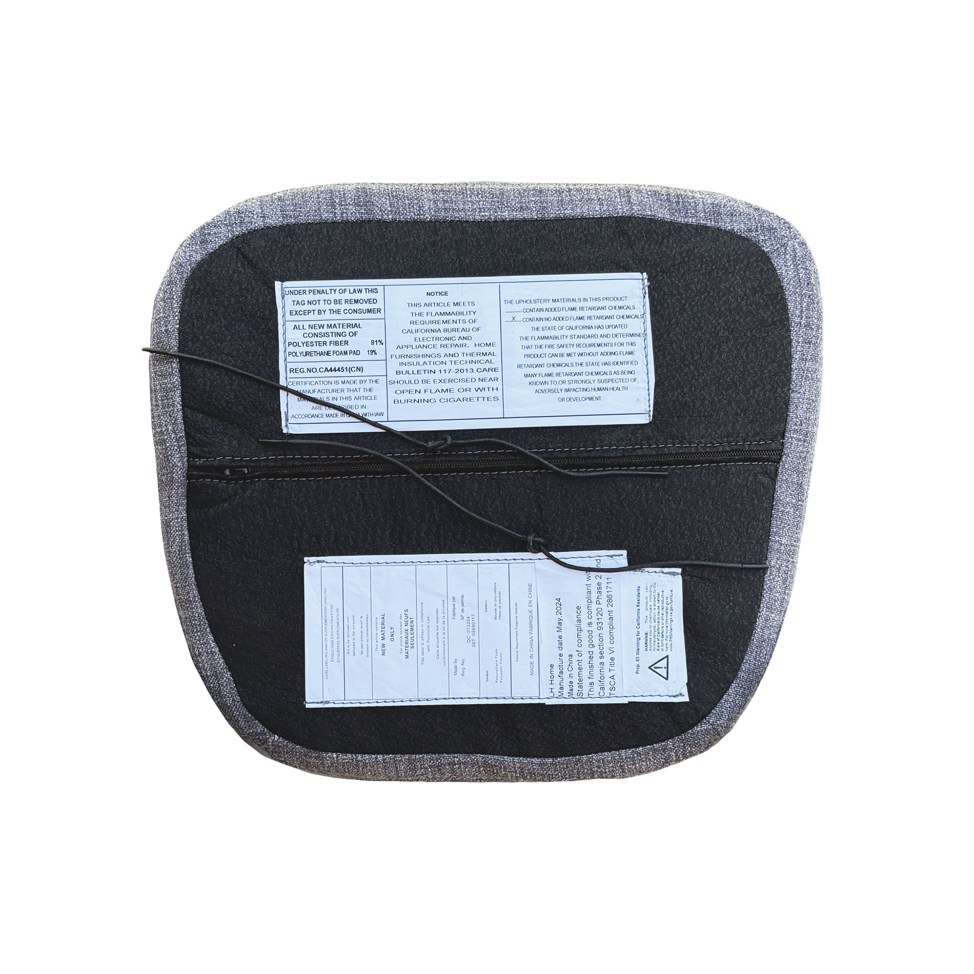 Custom Metal Crossback Fabric Cushion Seat - Grey