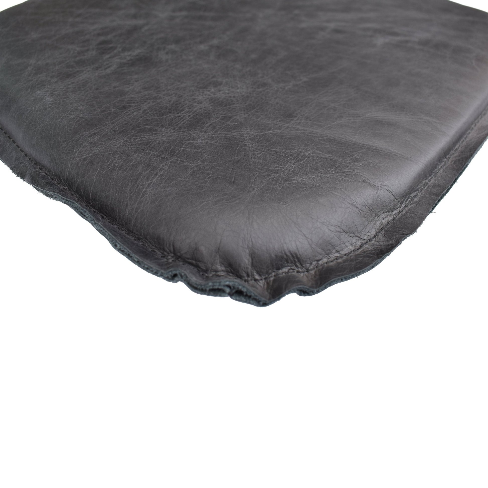Metal Crossback Leather Cushion Seat - Antique Black - Central Designs