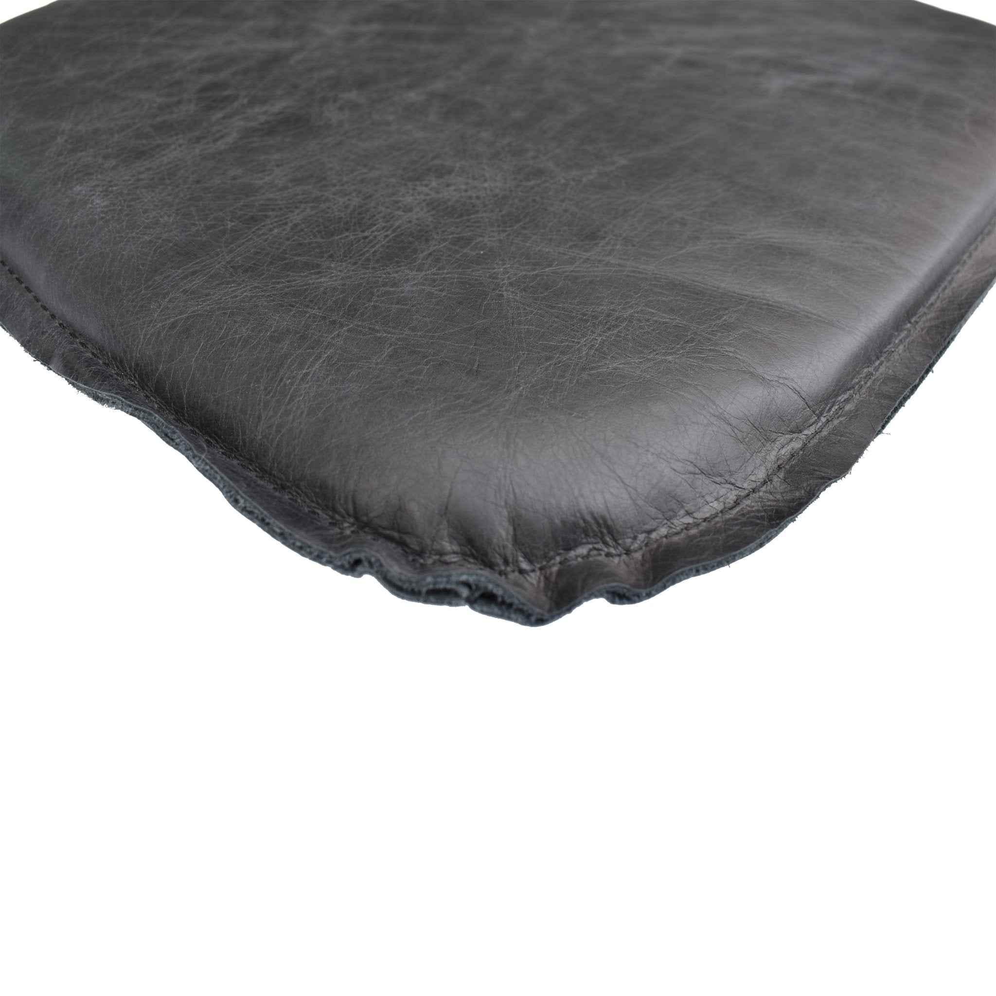 Metal Crossback Leather Cushion Seat - Antique Black - Central Designs