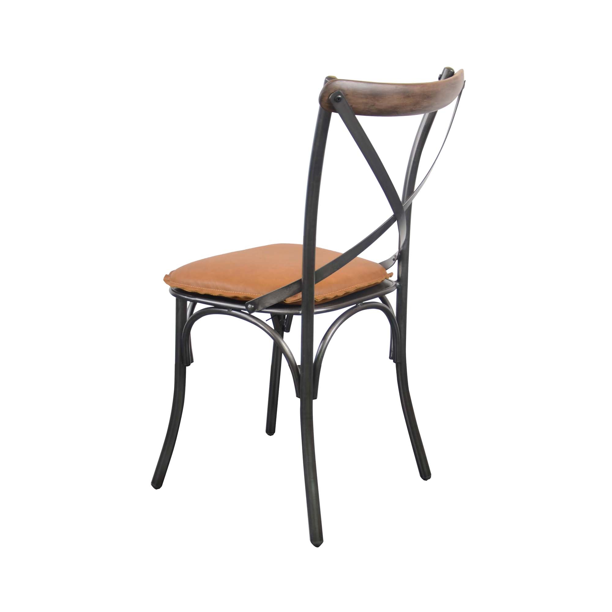 Metal Crossback Chair with Cognac Seat Cushion - Central Designs