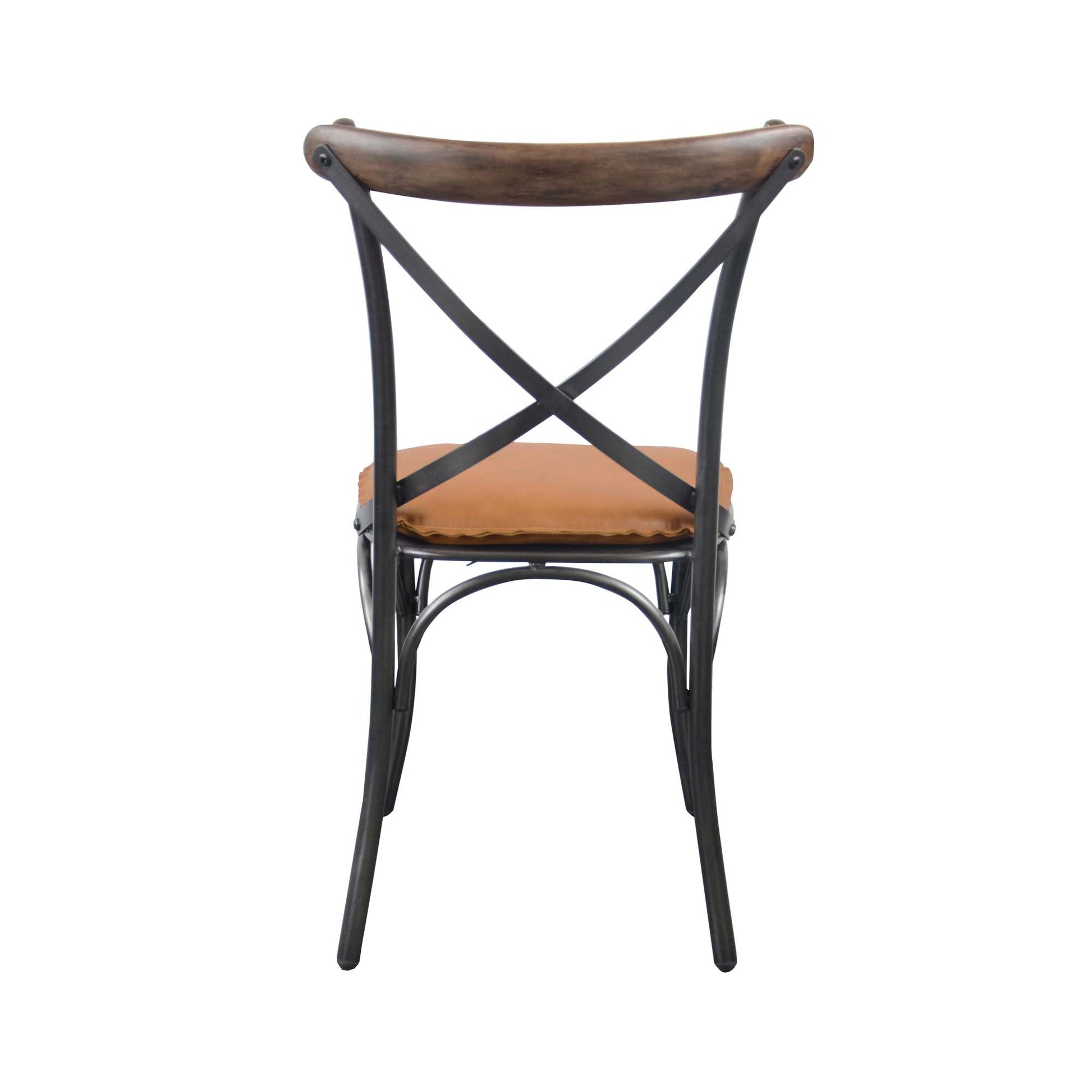 Metal Crossback Chair with Cognac Seat Cushion - Central Designs