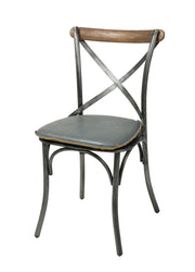 Metal Crossback Chair with Grey Seat Cushion - Central Designs