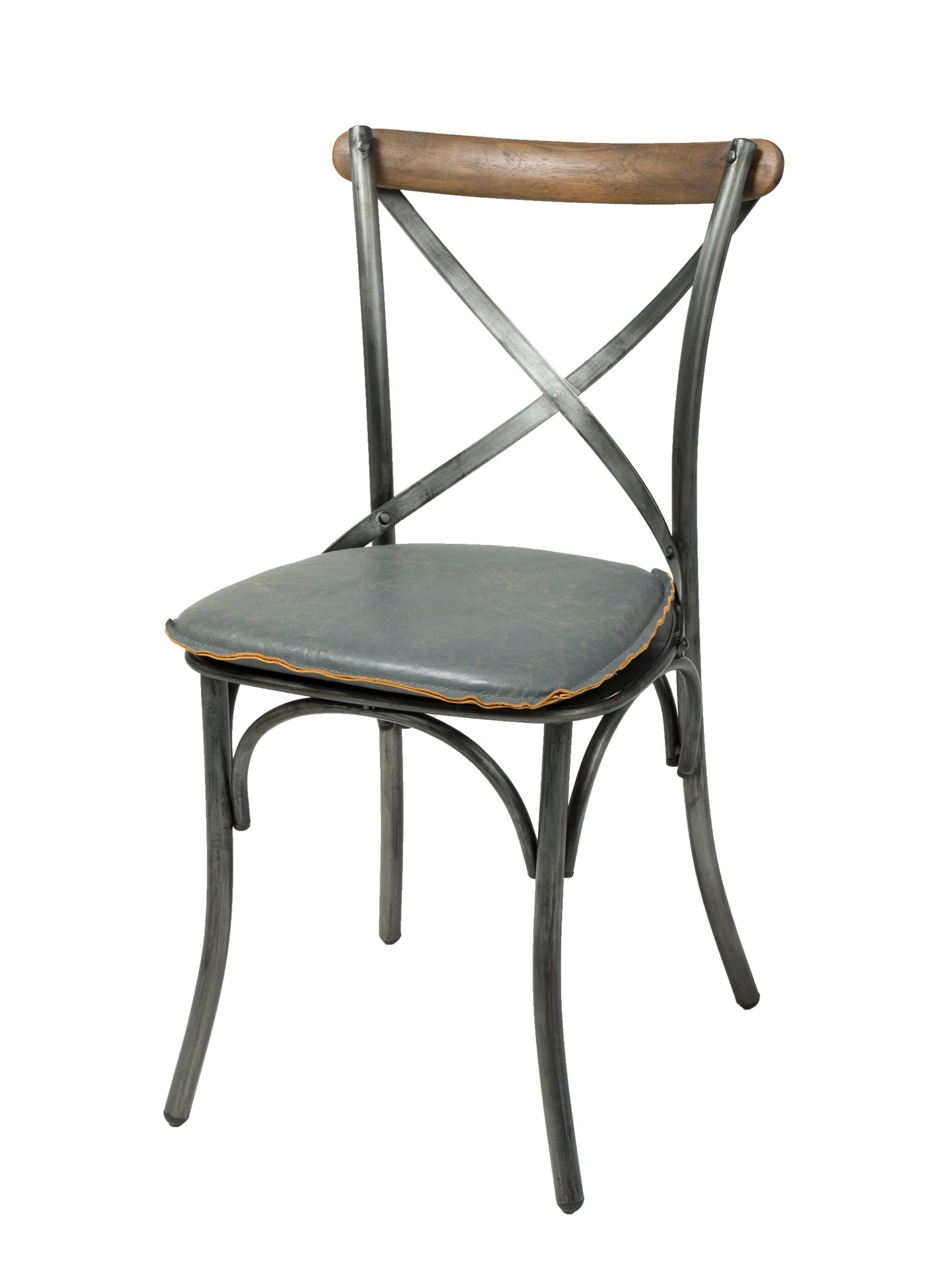 Metal Crossback Chair with Grey Seat Cushion - Central Designs