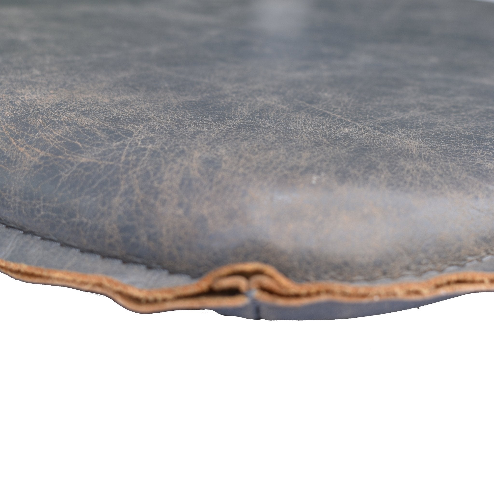 Metal Crossback Leather Cushion Seat - Grey - Central Designs