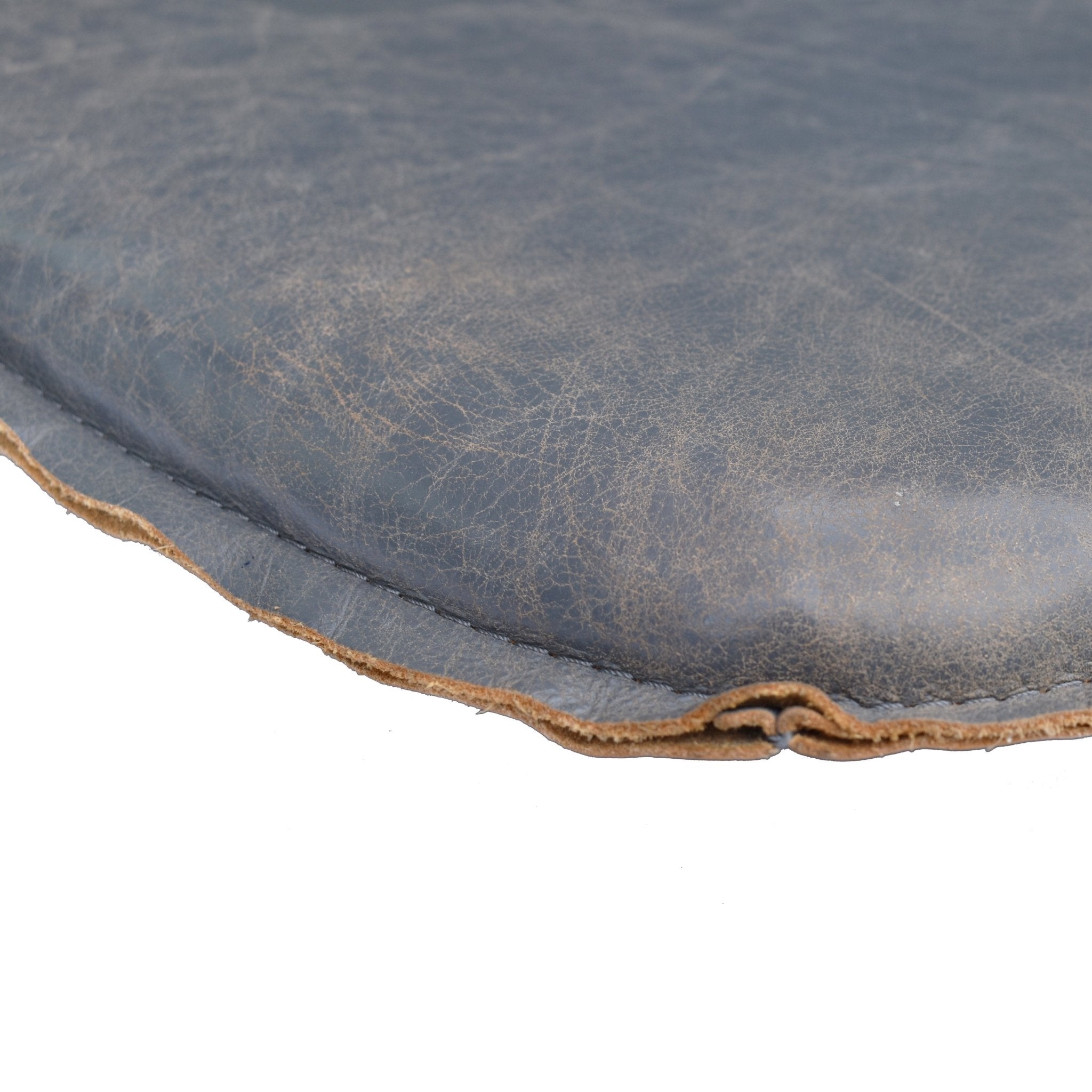 Metal Crossback Leather Cushion Seat - Grey - Central Designs