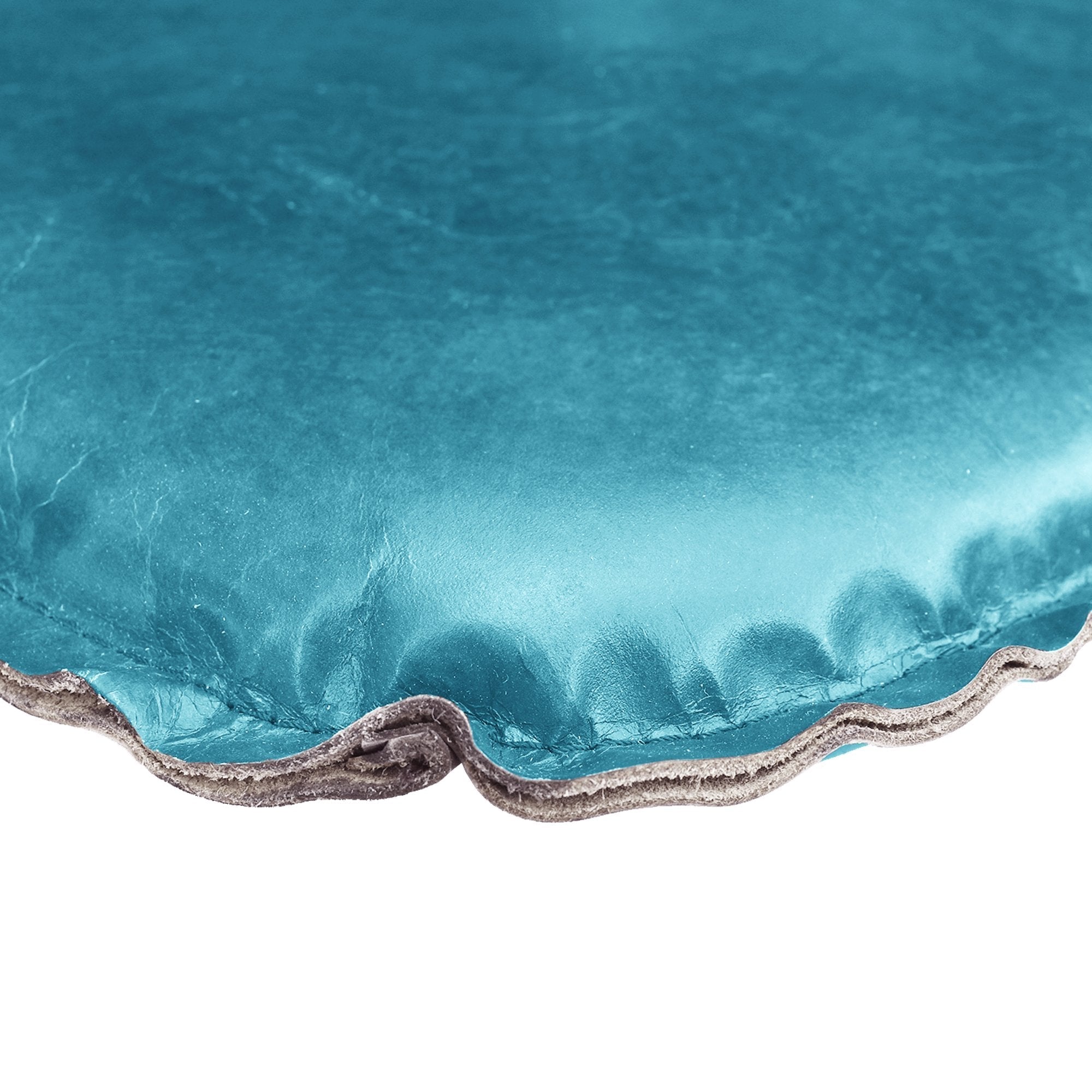 Metal Crossback Leather Cushion Seat - Peacock Blue