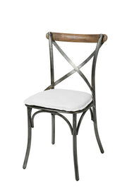 Metal Crossback Chair with White Seat Cushion - Central Designs