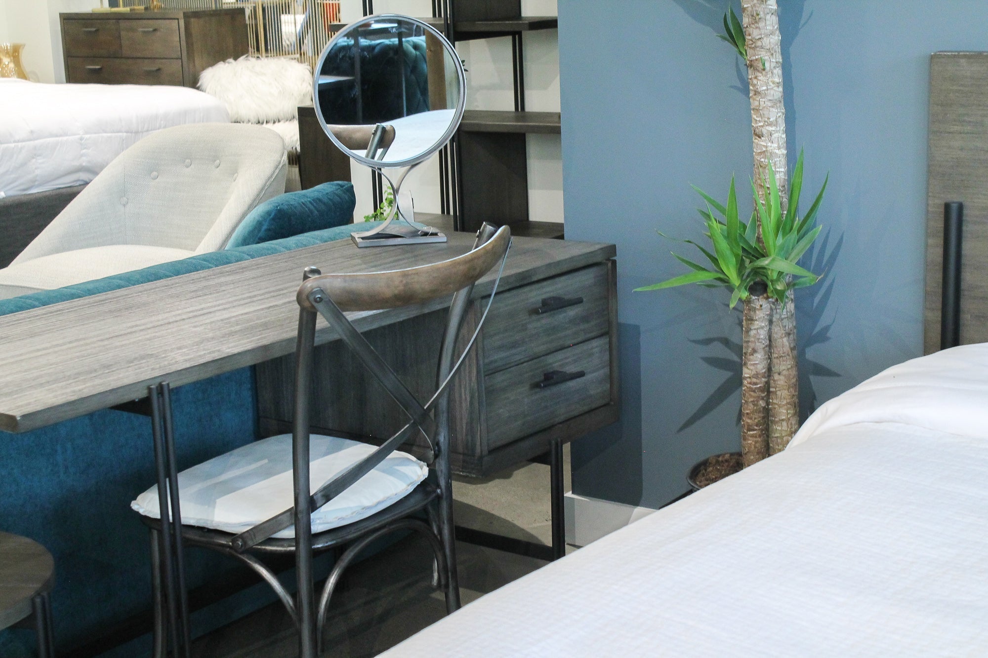 Metal Crossback Chair with White Seat Cushion - Central Designs