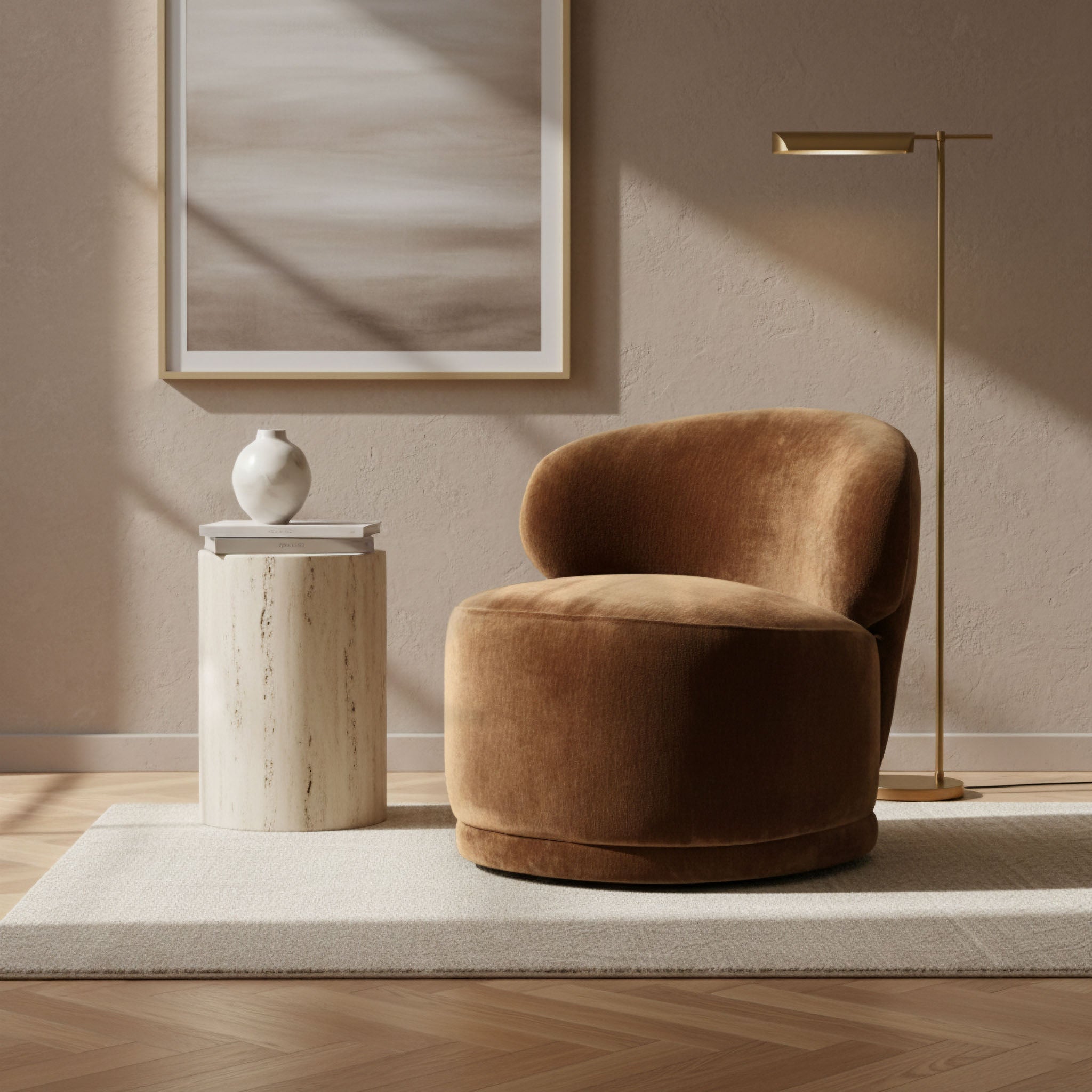 Rollo Club Chair - Distressed Velvet Bronze - Central Designs