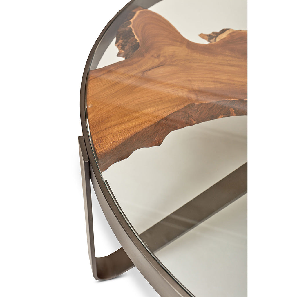 IE Series - Kullen Coffee Table - Teak Top - Galvanized Gray Frame