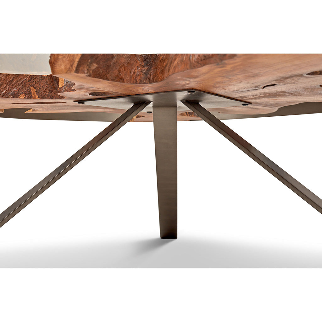 IE Series - Kullen Coffee Table - Teak Top - Galvanized Gray Frame