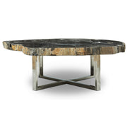 Relique - Eliza Coffee Table - Polished Stainless Steel Base - Natural Dark Top