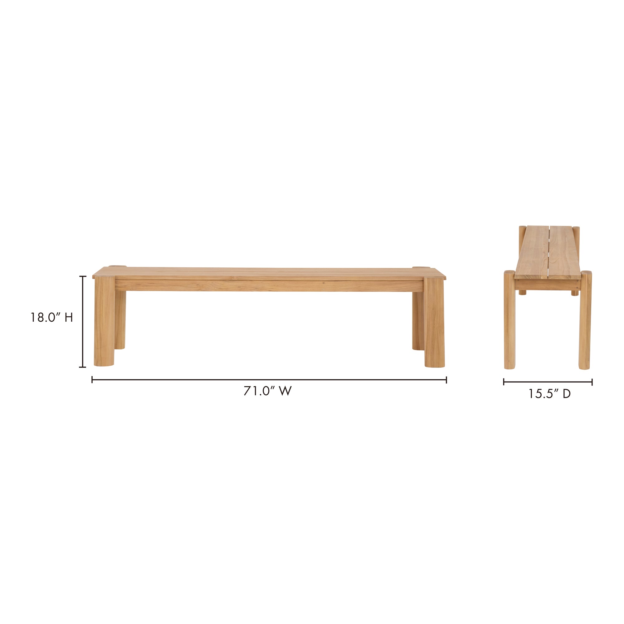 Tempo Outdoor Dining Bench Natural - Central Designs