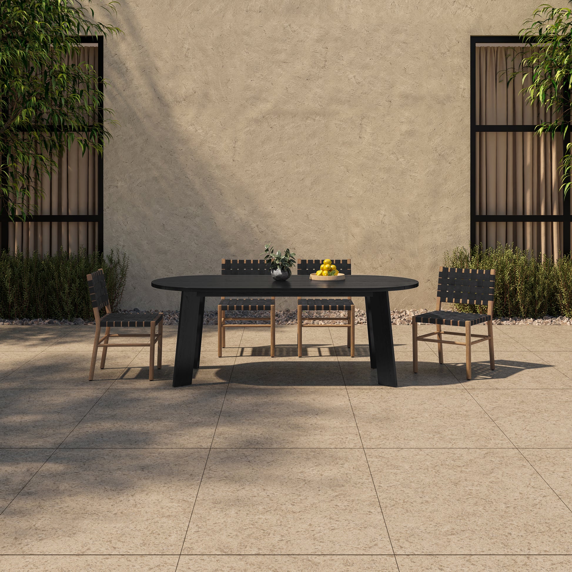 Delta Oval Outdoor Dining Table Black - Central Designs