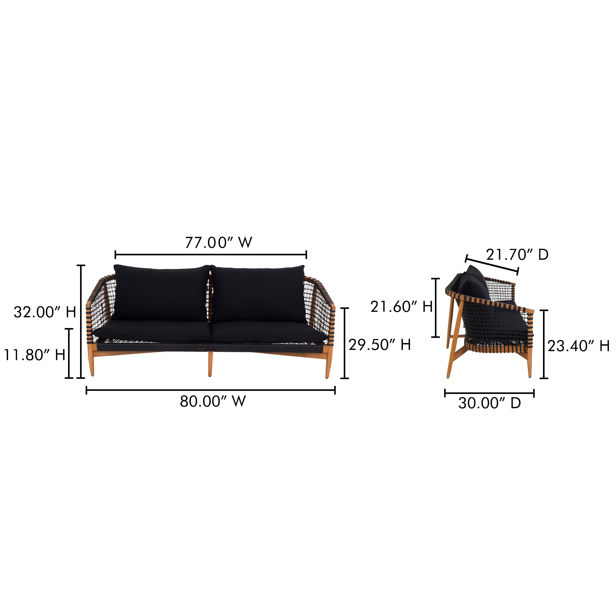 Kuna Outdoor Sofa Black