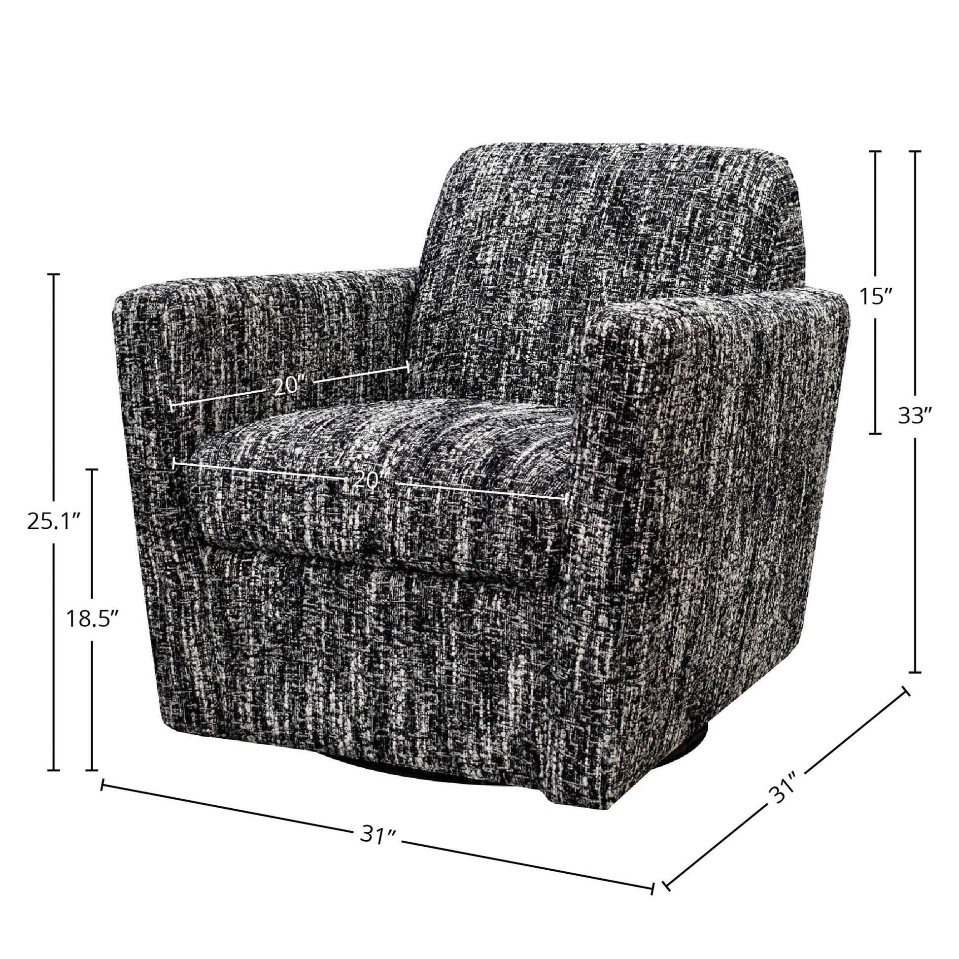 Cooper Swivel Club Chair - Chanel Black - Central Designs