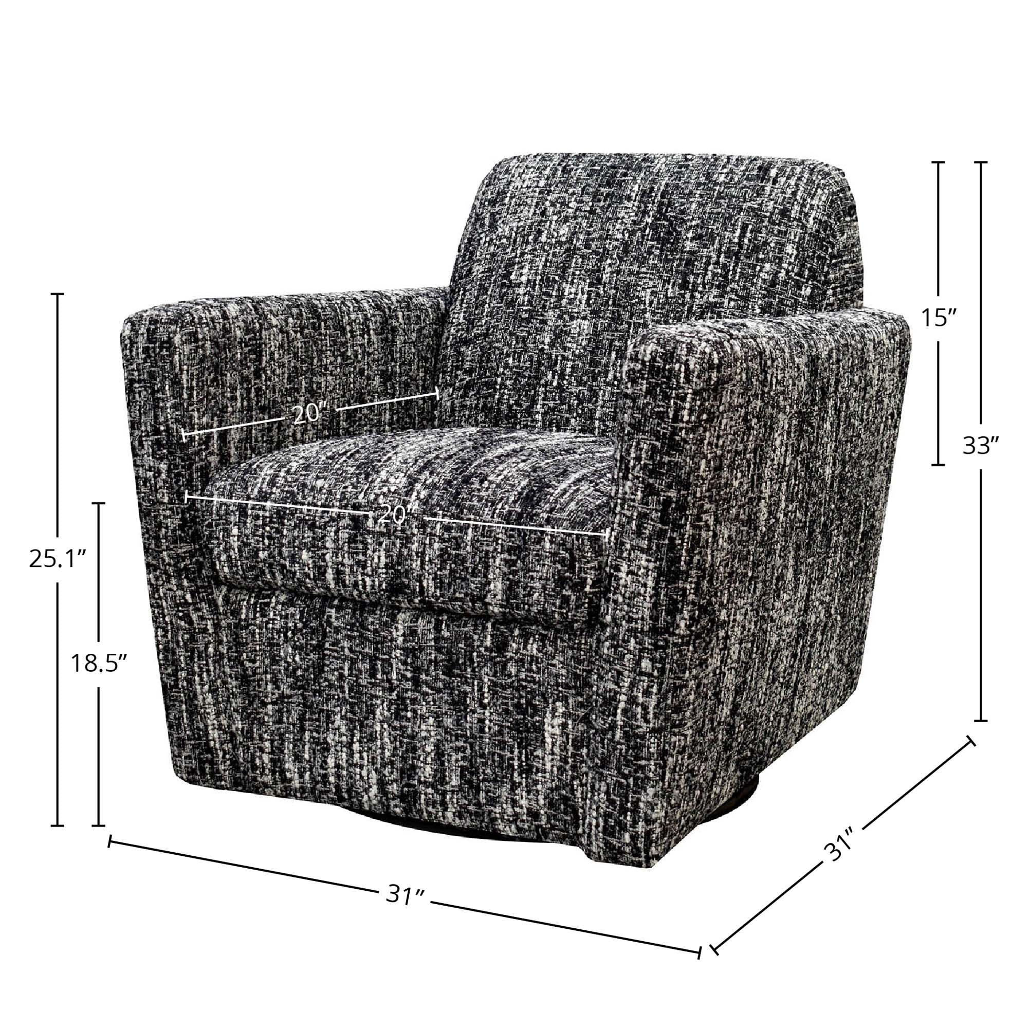 Cooper Swivel Club Chair - Chanel Black - Central Designs