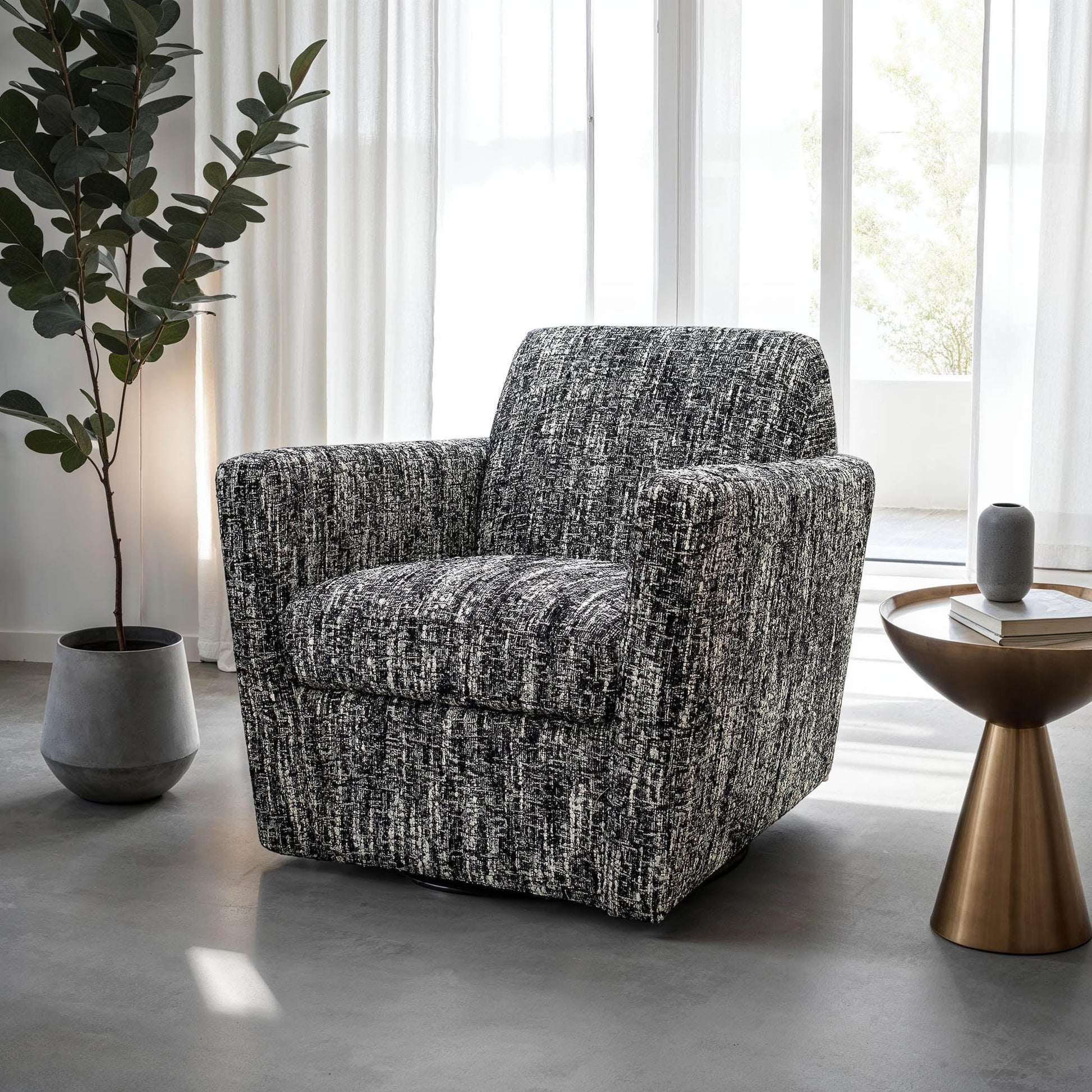 Cooper Swivel Club Chair - Chanel Black - Central Designs