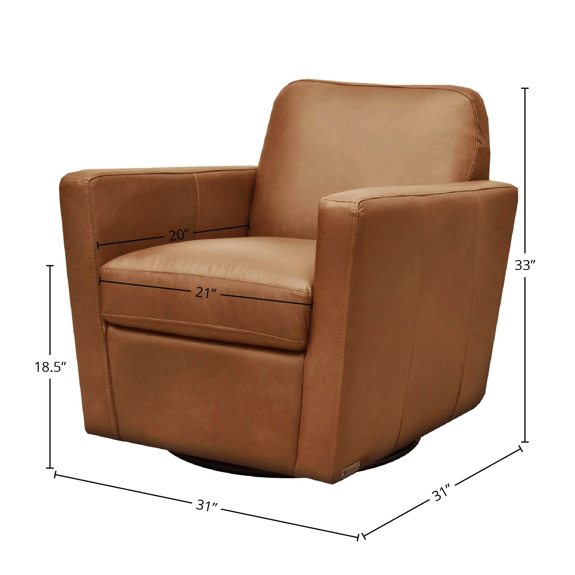 Cooper Swivel Club Chair - Cognac Leather - Central Designs