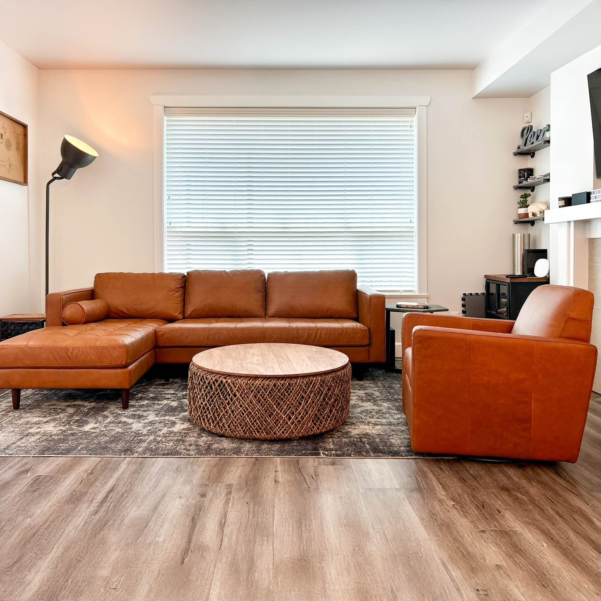 Cooper Swivel Club Chair - Cognac Leather - Central Designs