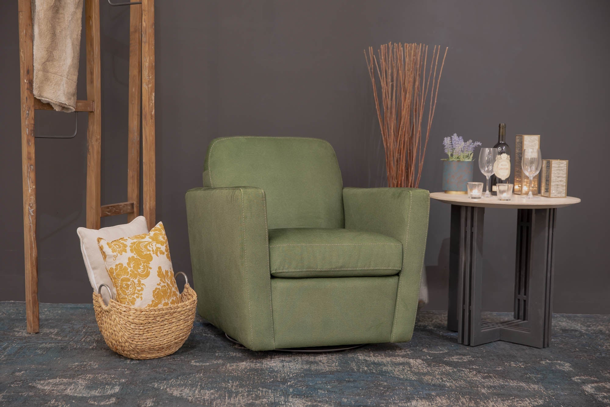 Cooper Swivel Club Chair - Forrest Green - Central Designs