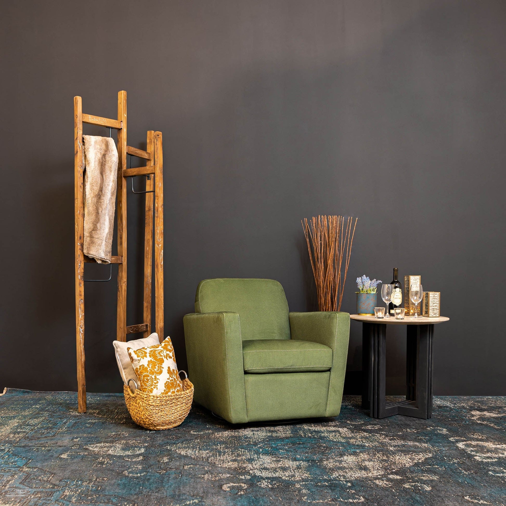 Cooper Swivel Club Chair - Forrest Green - Central Designs