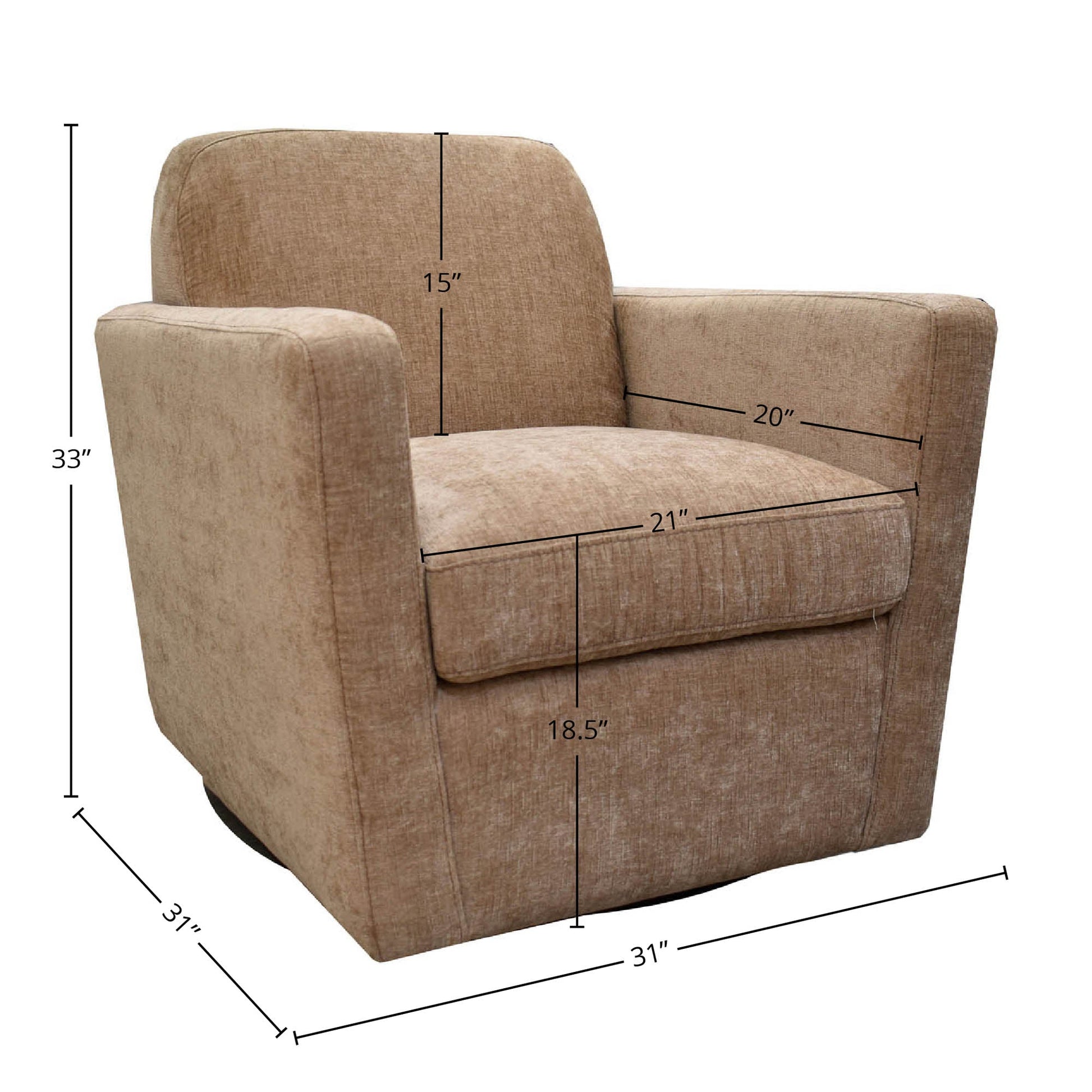 Cooper Swivel Club Chair - Latte Chenille - Central Designs