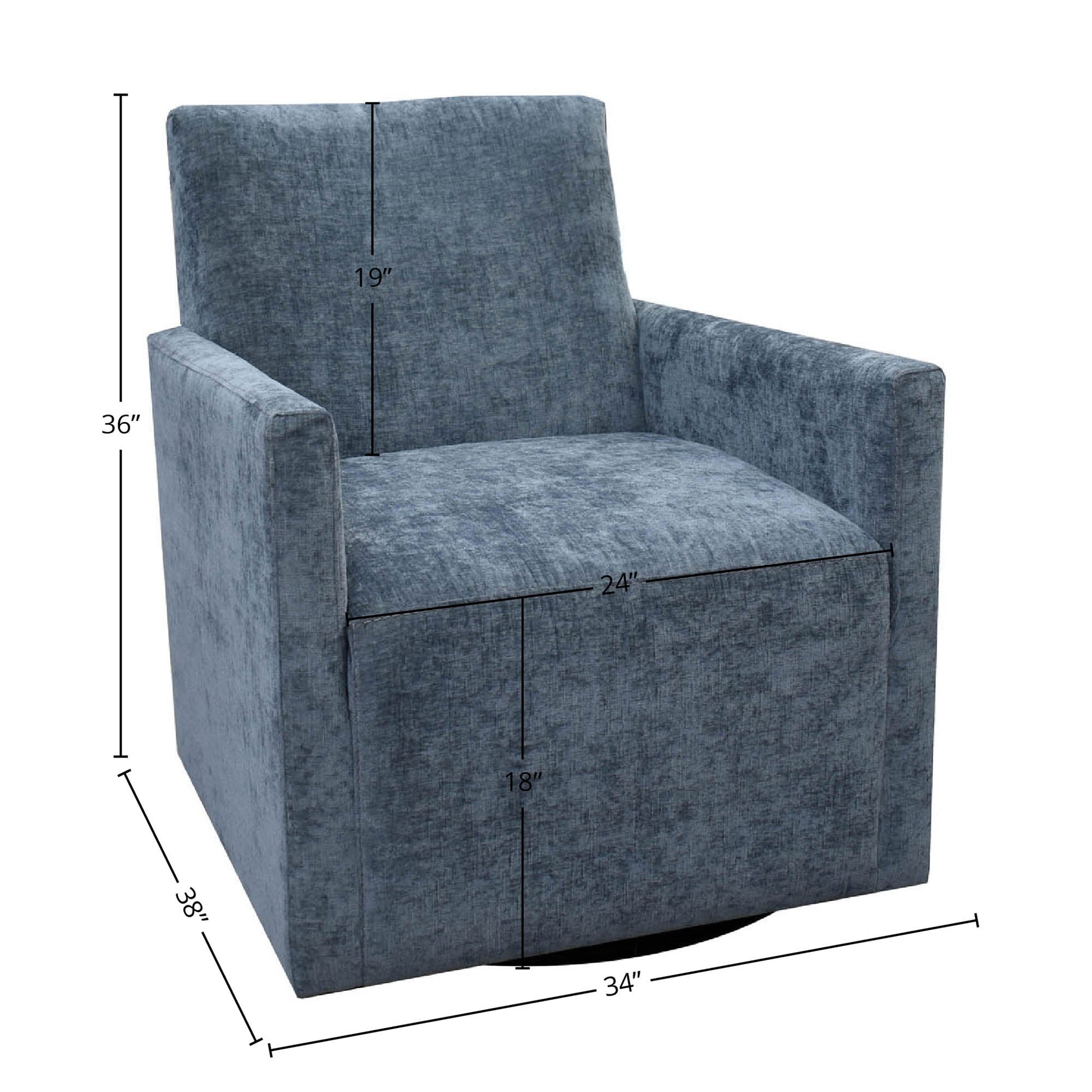 Riley Swivel Club Chair - Aqua Chenille - Central Designs