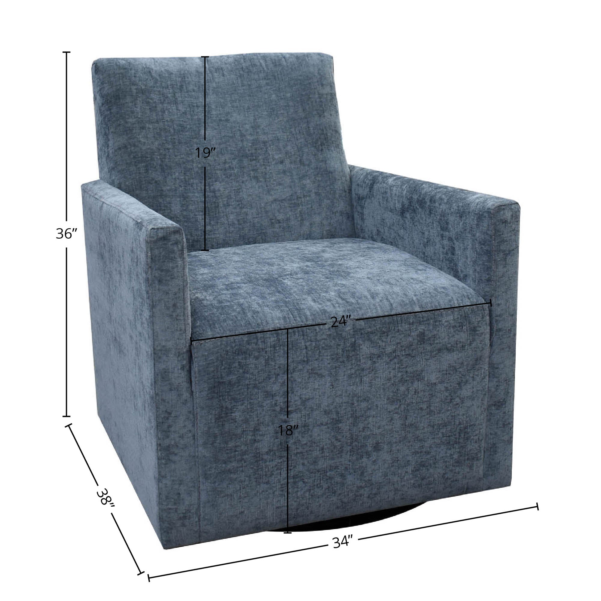 Riley Swivel Club Chair - Aqua Chenille - Central Designs
