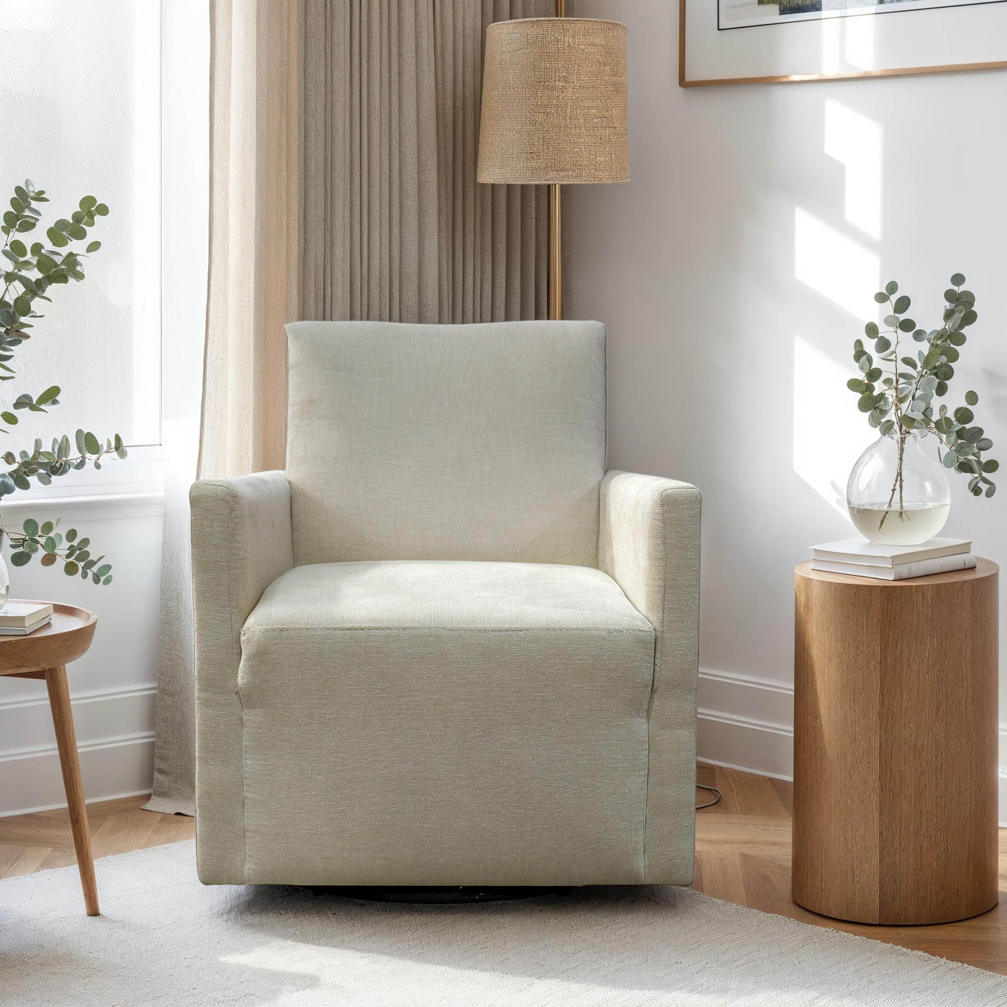 Riley Swivel Club Chair - Ivory - Central Designs