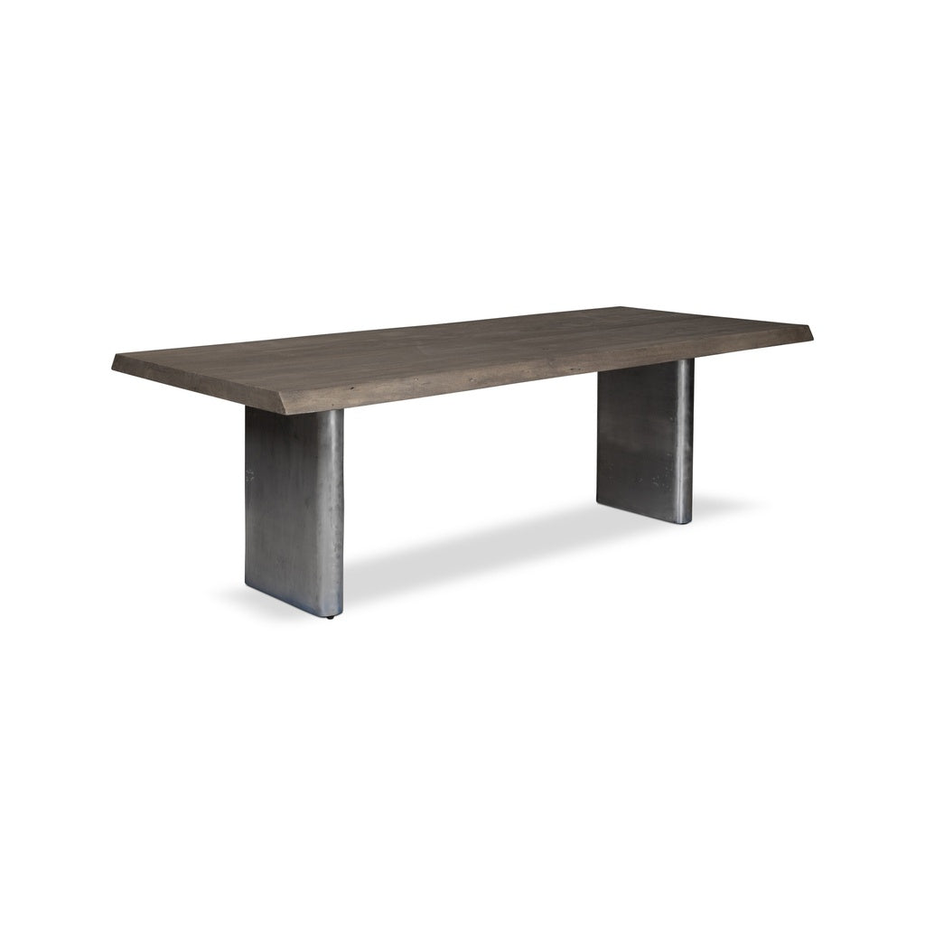 Brooks - Dining Table - Cast Slab Base - 40" x 79" - Sandblasted Grey Top - Antique Nickel Base