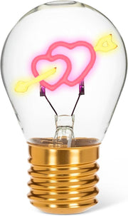 Double Heart Neon LED Lightbulb-Red-4.5"H