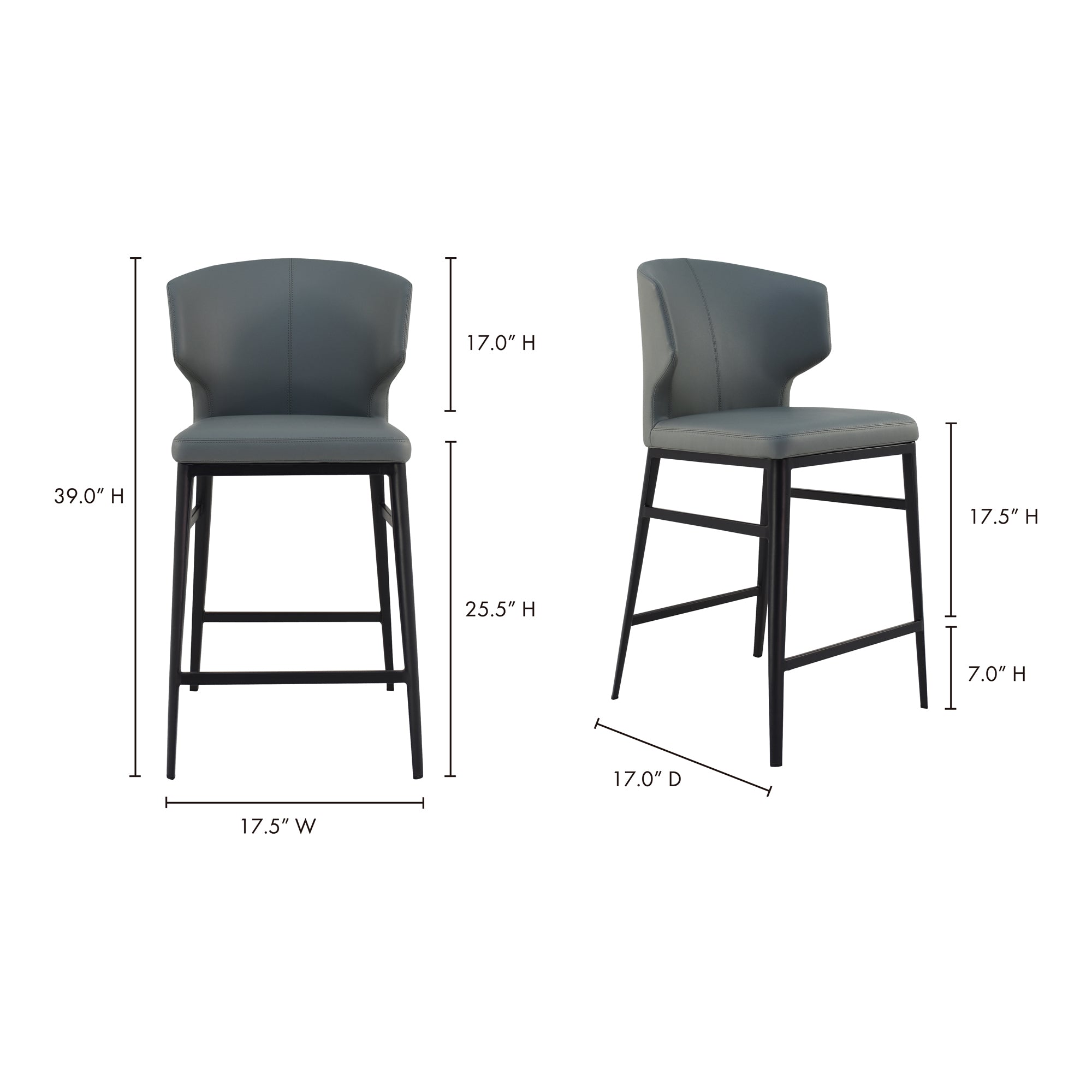 Delaney Counter Stool Grey - Central Designs
