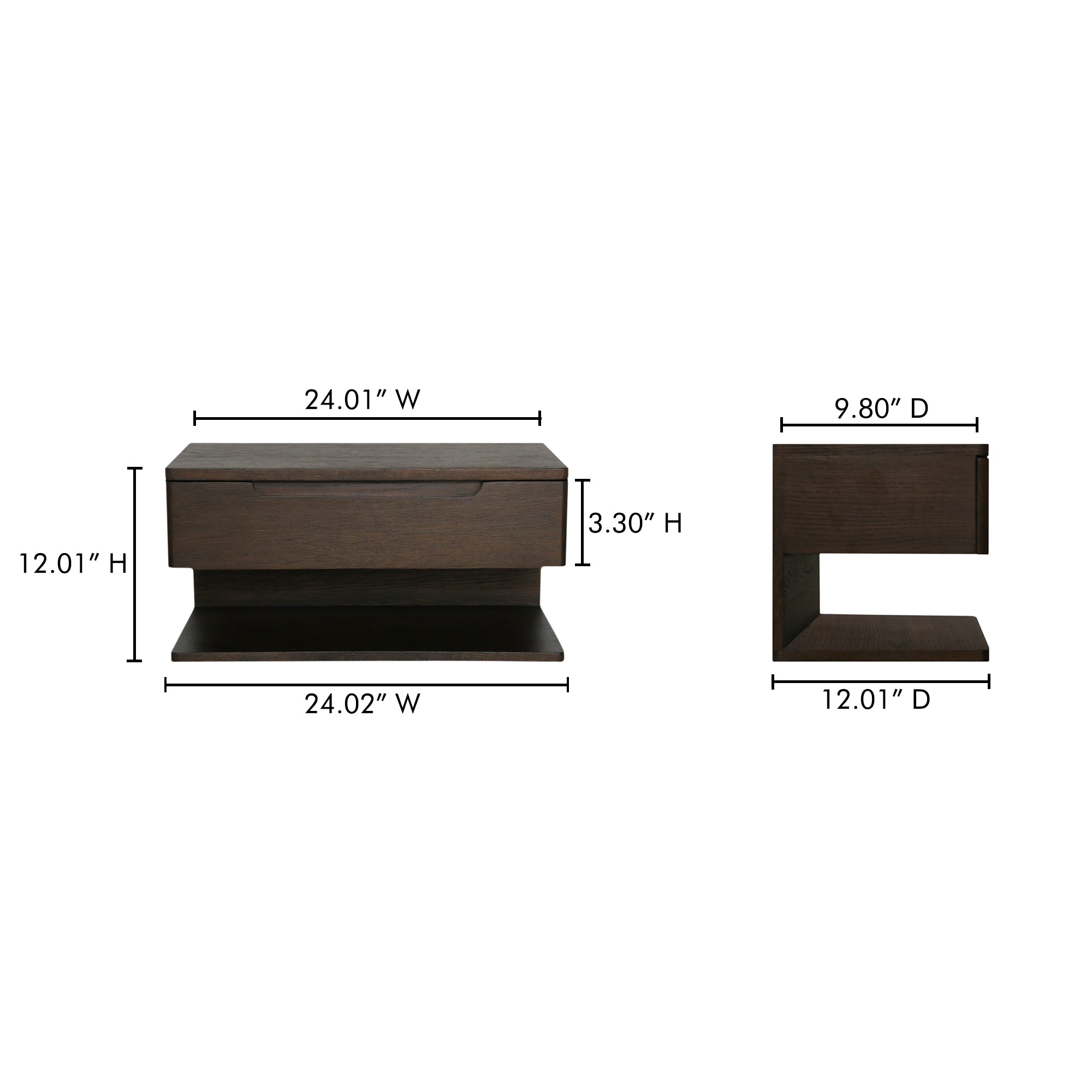 Jonah Floating Nightstand Dark Brown - Central Designs
