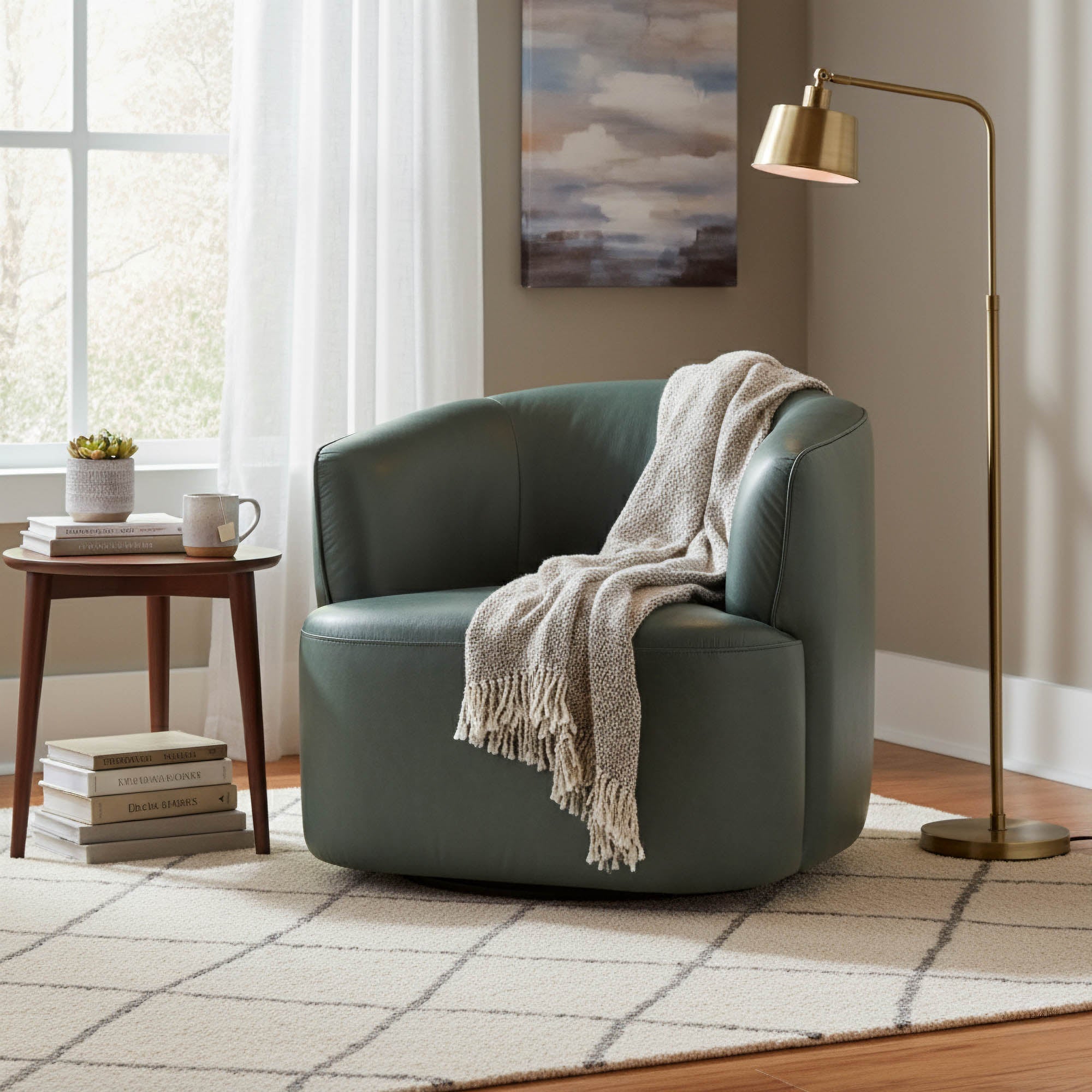 Fireside Swivel Club Chair - Deep Moss - Central Designs