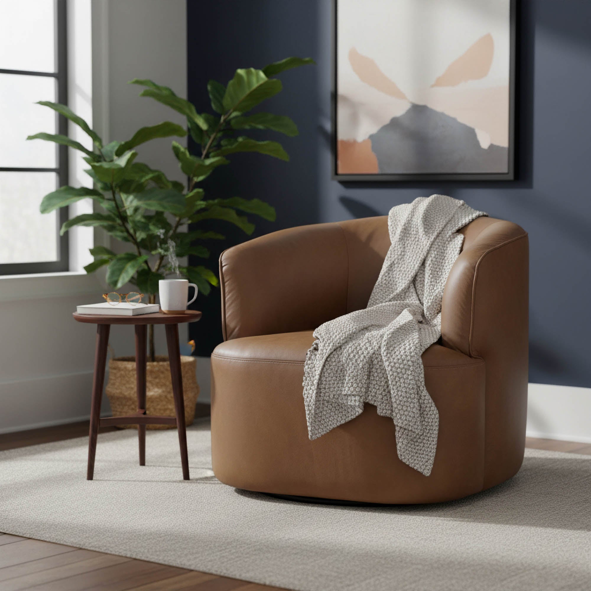Fireside Swivel Club Chair - Antique Sienna - Central Designs