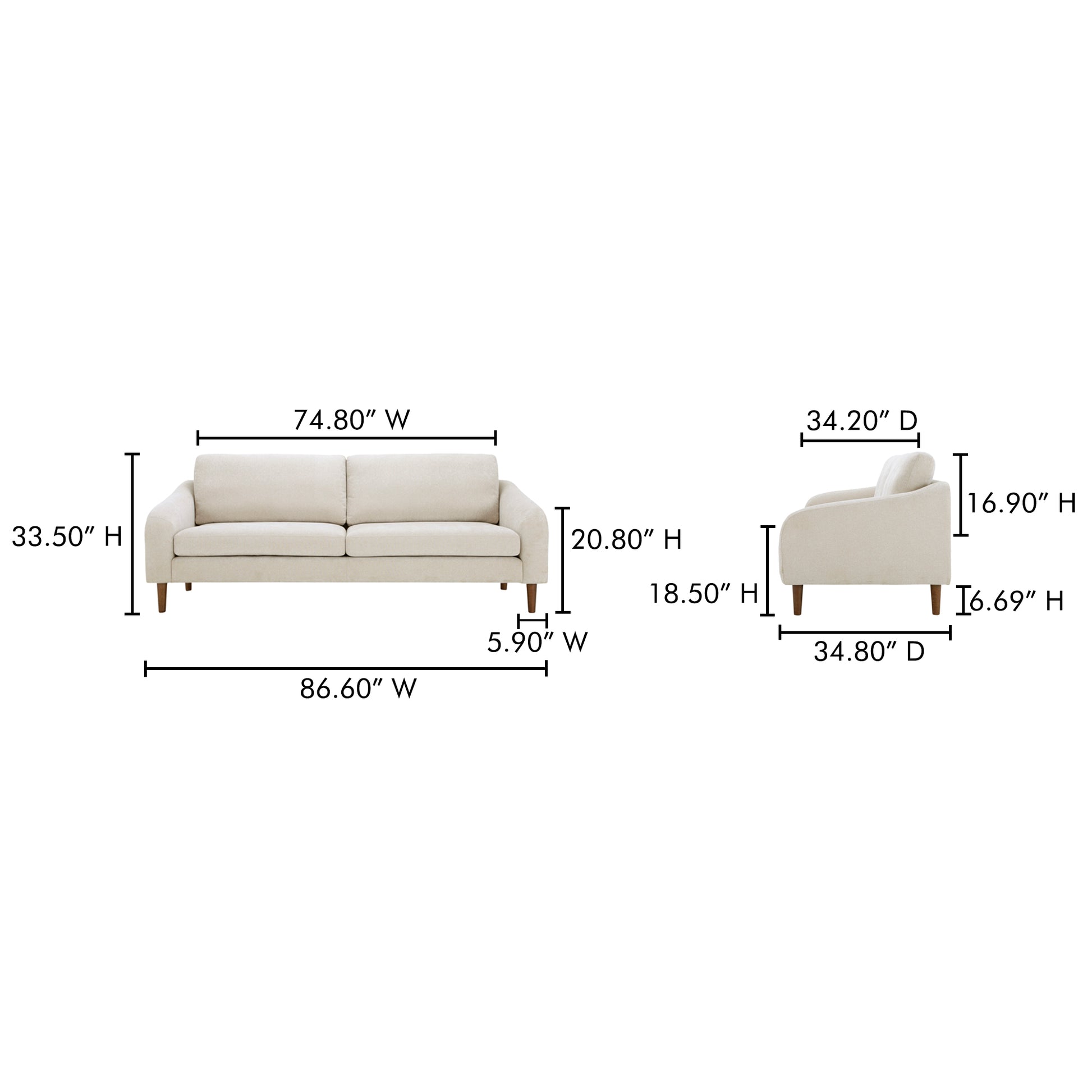 Quinn Sofa Oatmeal - Central Designs