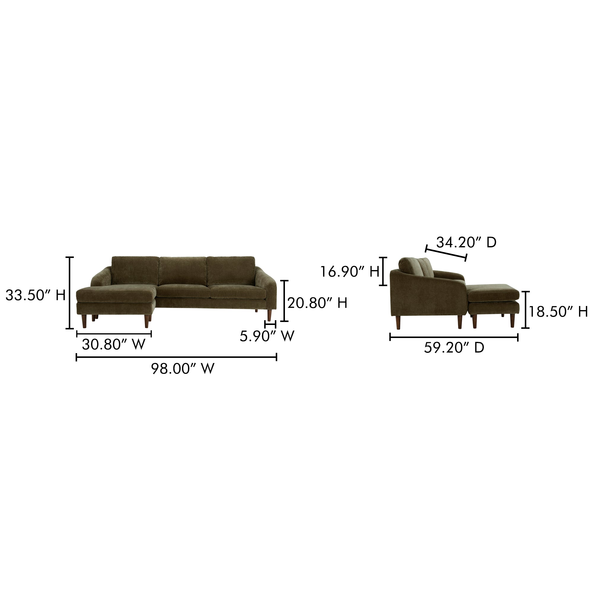 Quinn Sectional Cedar Green - Central Designs