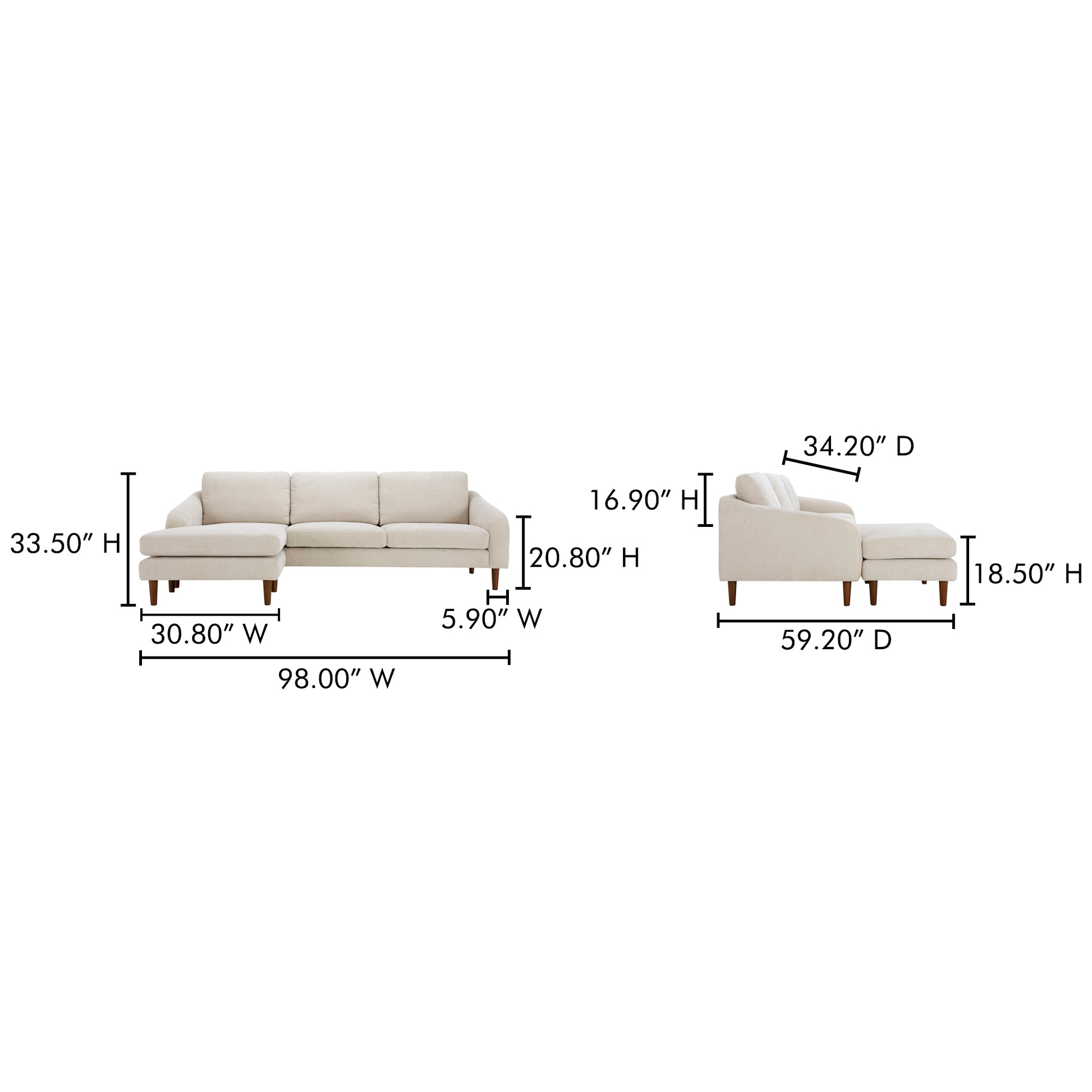 Quinn Sectional Oatmeal - Central Designs