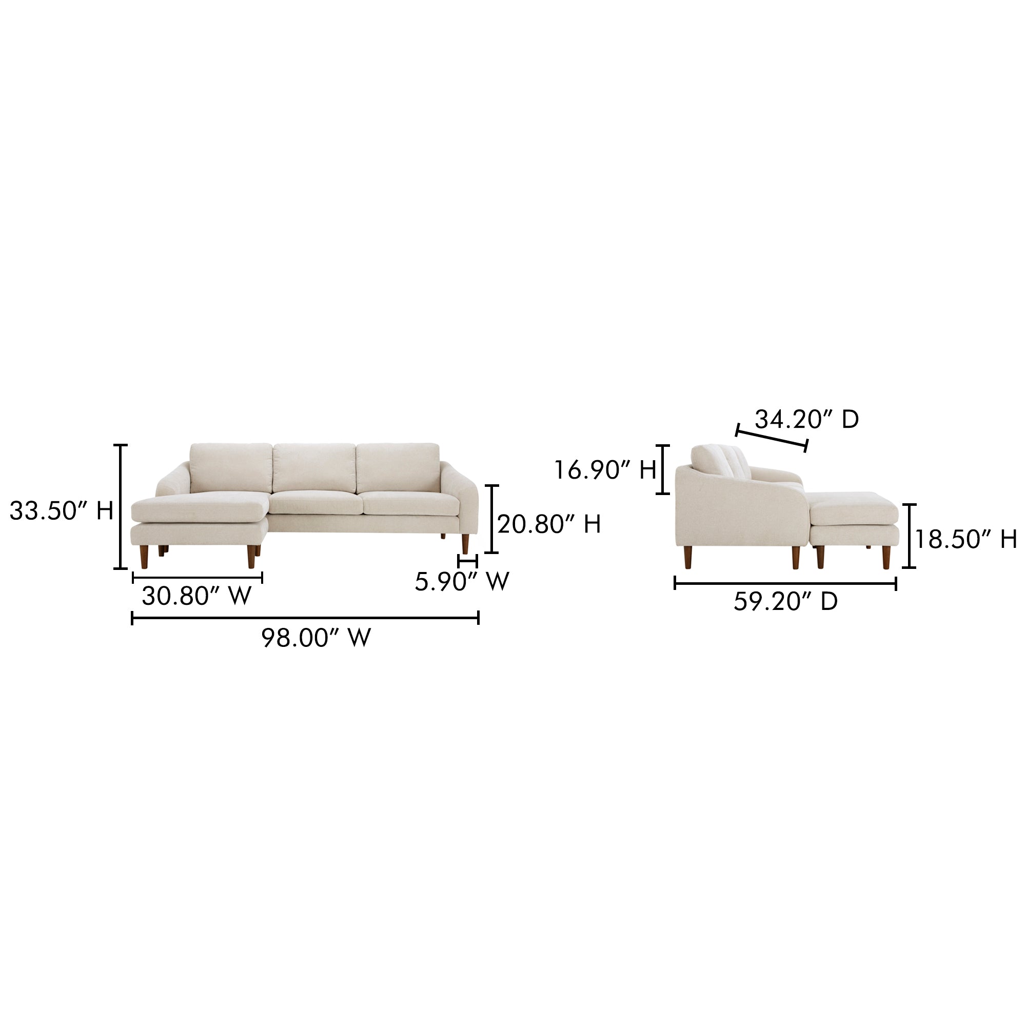 Quinn Sectional Oatmeal - Central Designs